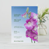 Hochzeit von Lila Orchideen Einladung (Stehend Vorderseite)