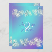 Hochzeit von lila Seestern Einladung (Vorne/Hinten)