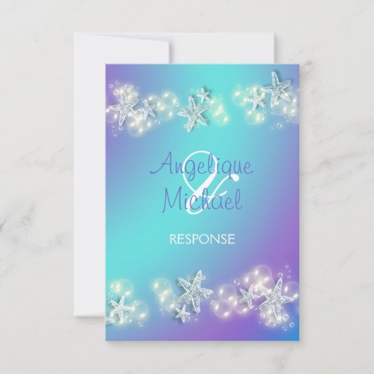 Hochzeit von lila Seestern RSVP Karte (Vorderseite)
