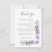 Hochzeit von lila Shades Blume & Branches Foto Dankeskarte (Rückseite)