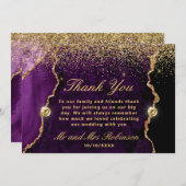 Hochzeit von lila und Gold Glitzer Agate Marble Dankeskarte (Vorne/Hinten)