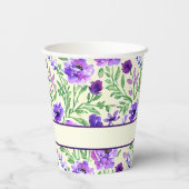 Hochzeit von lila und grünen Blumen Pappbecher (Rückseite)