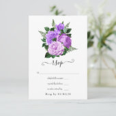 Hochzeit von lila und grünen Blumen RSVP Karte (Stehend Vorderseite)
