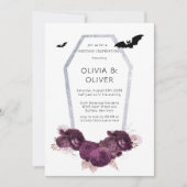 Hochzeit von lila und silbernen Teppichen Einladung (Vorderseite)