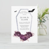 Hochzeit von lila und silbernen Teppichen Einladung (Stehend Vorderseite)