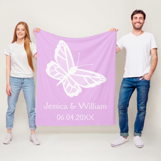 Hochzeit von Lilac und White Butterflies Fleecedecke (Beispiel)
