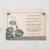 Hochzeit von Lily- und Libellen Einladung (Vorne/Hinten)