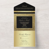 Hochzeit von Luxus-Black and Gold-Glitzer All In One Einladung (Innen Boden)