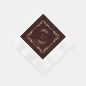 Hochzeit von Luxus-Burgund und Gold-Schnörkel Serviette (Ecke)