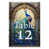 Hochzeit von Luxus: Pfauen-Tischnummern Tischnummer (Rückseite)