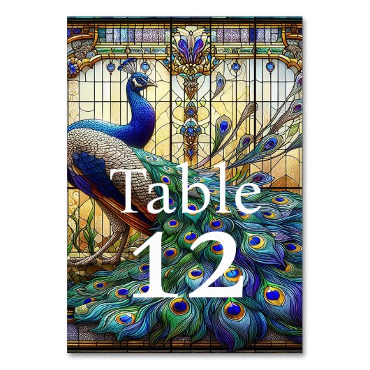 Hochzeit von Luxus: Pfauen-Tischnummern Tischnummer (Rückseite)