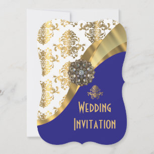 Hochzeit von Luxusmarineblau und Goldmedaille Einladung