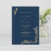 Hochzeit von Luxusmarineblaude Einladung (Stehend Vorderseite)