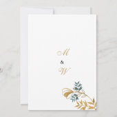 Hochzeit von Luxusweißgold-grauem Zyanblättern Einladung (Rückseite)