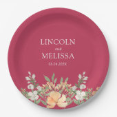 Hochzeit von Magenta, Peach und White Floral Pappteller (Vorderseite)