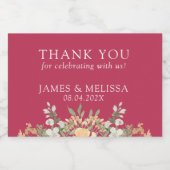 Hochzeit von Magenta, Peach und White Floral Schaumweinetikett (Einzelnes Label)