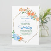 Hochzeit von Mandarine und Blumenrahmen Einladung (Stehend Vorderseite)