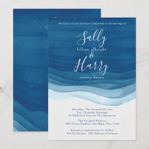 Hochzeit von Marine, modernen Wasserfarbenwellen Einladung