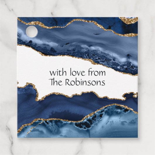 Hochzeit von Marine und Gold Agate Geschenkanhänger (Vorderseite)