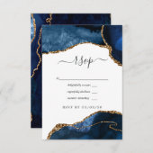 Hochzeit von Marine und Gold Agate RSVP Karte (Vorne/Hinten)