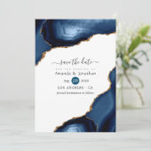 Hochzeit von Marine und Gold Agate Save The Date (Stehend Vorderseite)