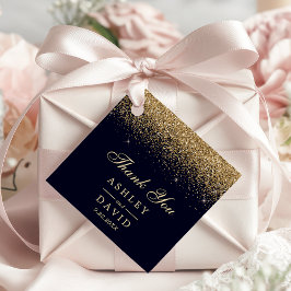 Hochzeit von Marine und Gold Confetti Geschenkanhänger