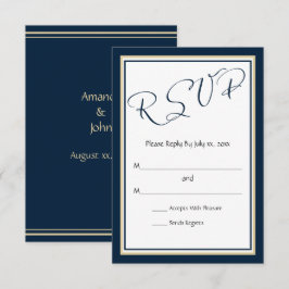 Hochzeit von Marine und Gold RSVP Karte