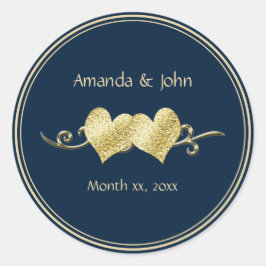 Hochzeit von Marine und Gold Runder Aufkleber