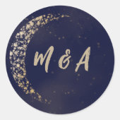 Hochzeit von Marine und Gold Runder Aufkleber (Vorderseite)