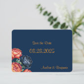 Hochzeit von Marine und Orange Peony Save The Date (Stehend Vorderseite)