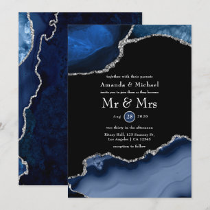 Hochzeit von Marine und Silver Agate Einladung