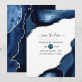 Hochzeit von Marine und Silver Agate Save The Date (Vorne/Hinten)