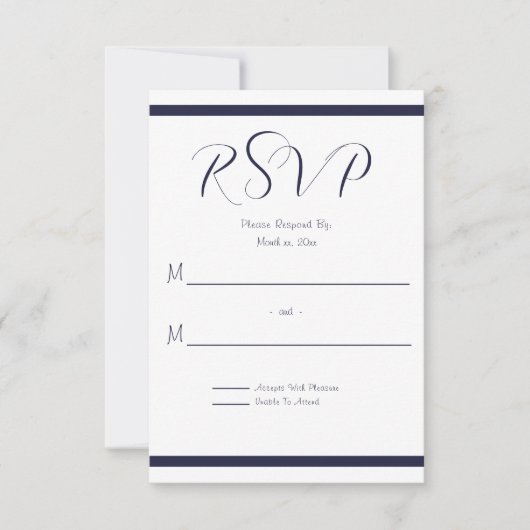 Hochzeit von Marine und Weiß RSVP Karte (Vorderseite)