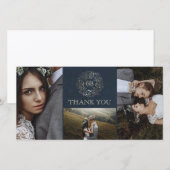 Hochzeit von Marinebildern und Goldblumen Dankeskarte (Vorne/Hinten)