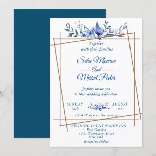 Hochzeit von marineblau, rustikal einladung