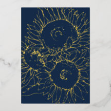 Hochzeit von Marineblau und Goldblumen