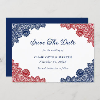 Hochzeit von marineblau und rot-rustikal-blumenges save the date