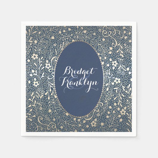 Hochzeit von Marineboldblüten Serviette (Vorderseite)