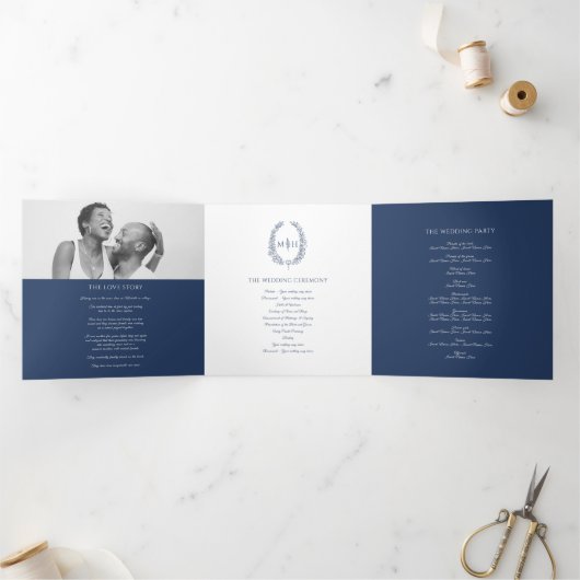 Hochzeit von Marinebrache Dreifach-gefaltete Programmkarte (Innenseite)