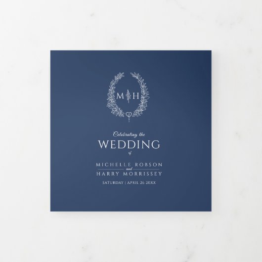 Hochzeit von Marinebrache Dreifach-gefaltete Programmkarte (Cover)