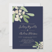 Hochzeit von Marinebranche und Grüne Wasserfarbe Einladung (Vorderseite)