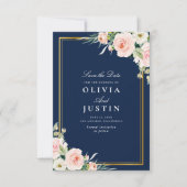 Hochzeit von Marinesoldaten und Blütenblüten speic Save The Date (Vorderseite)