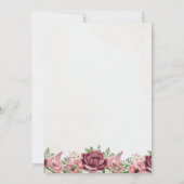 Hochzeit von Maroon und Gold Floral Einladung (Rückseite)