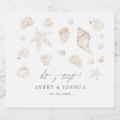 Hochzeit von Meeresfrüchten und Perlen Schaumweinetikett (Einzelnes Label)