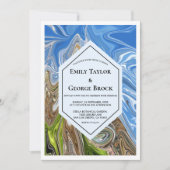 Hochzeit von Minimal Geometric Blue Green Earth To Einladung (Vorderseite)