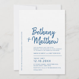 Hochzeit von Minimalistisch-blauen Kalligrafien Einladung