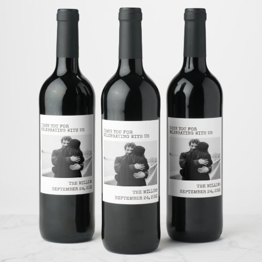 Hochzeit von Minimalistischem Foto für Schreibmasc Weinetikett (Flaschen)