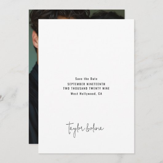 Hochzeit von Minimalistischen Fotos Save The Date (Vorne/Hinten)