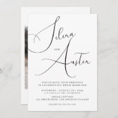 Hochzeit von Minimalistischen Handskripten und Fot Einladung (Vorne/Hinten)