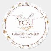 Hochzeit von Minimalistischen Herbst-Wildblumen Runder Aufkleber (Vorderseite)